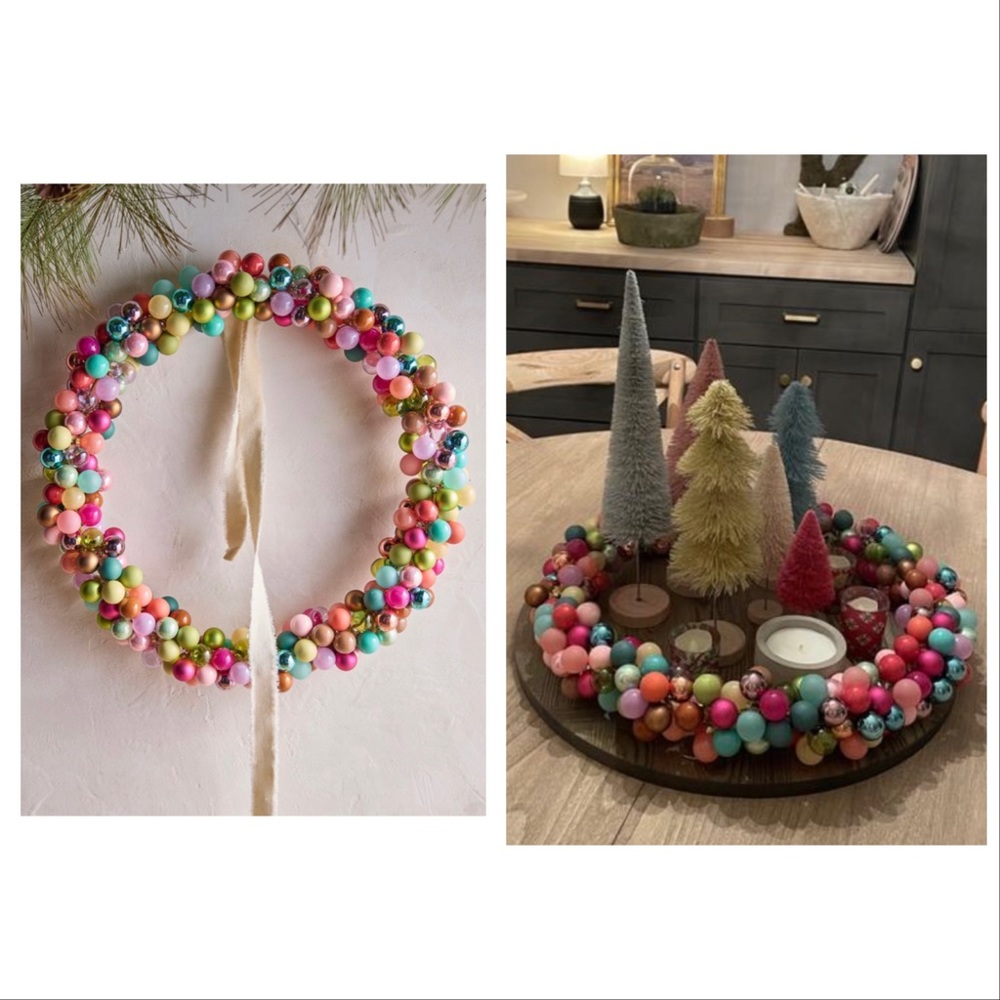 Terrain 18” Magically Colorful Mini Glass Ornaments Wreath New - Picture 5 of 15